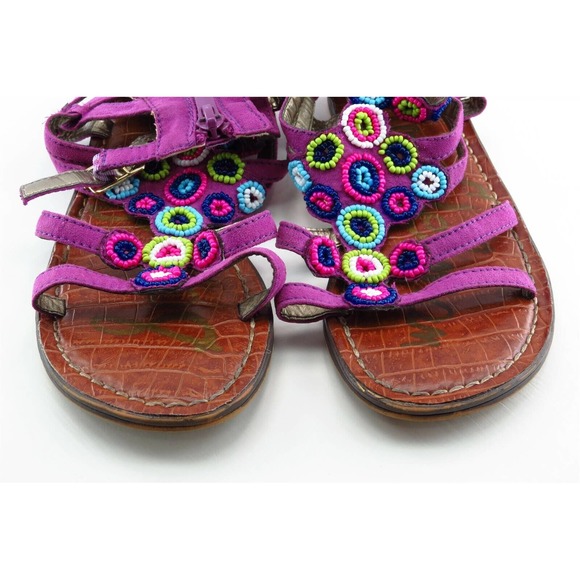Sam Edelman Youth Girls Shoes Size‎ 2 M Purple Gladiator Leather - Picture 2 of 7